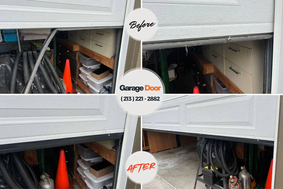 Before and after: garage door repair Parlier, CA